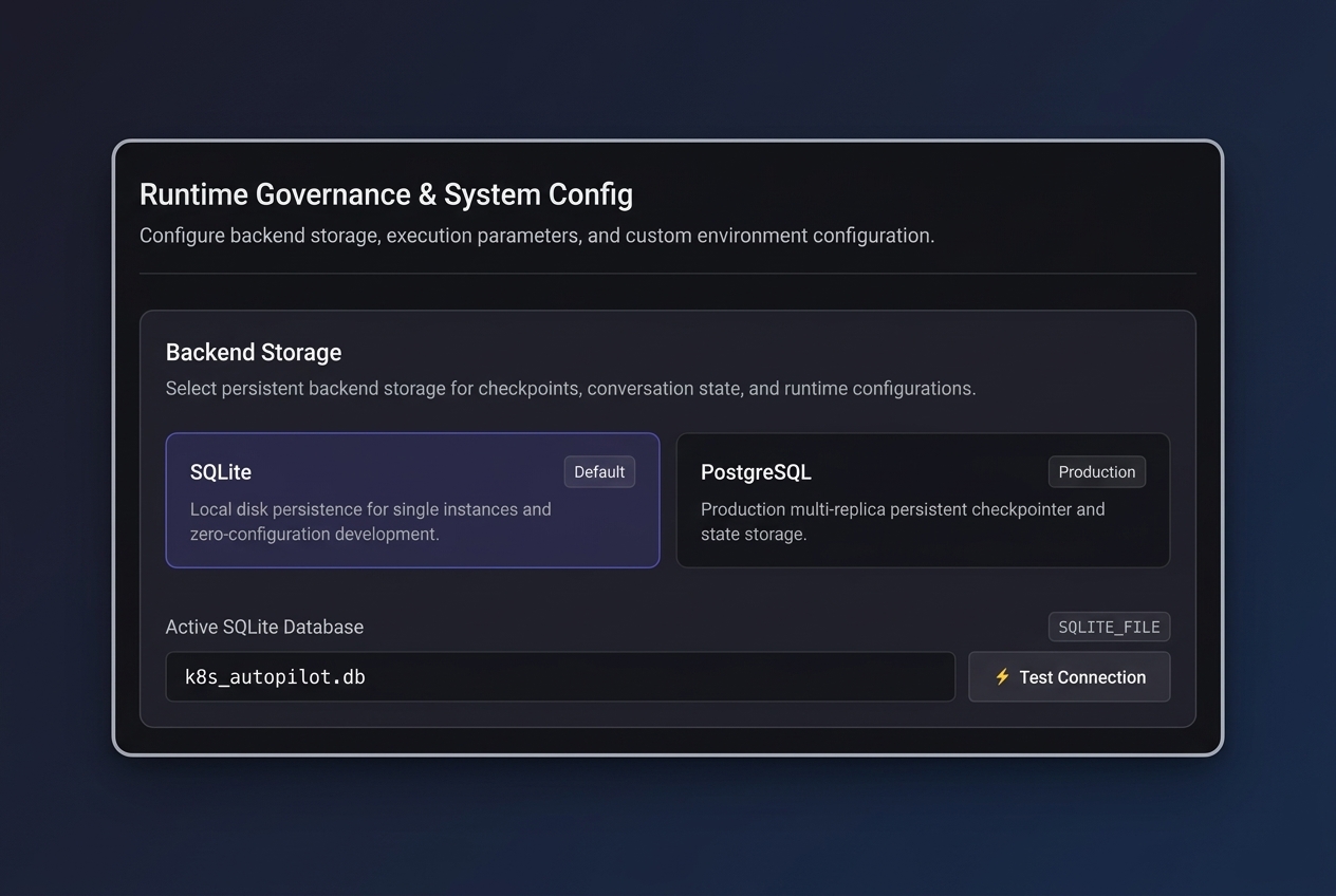 Backend Storage — choose between SQLite and PostgreSQL