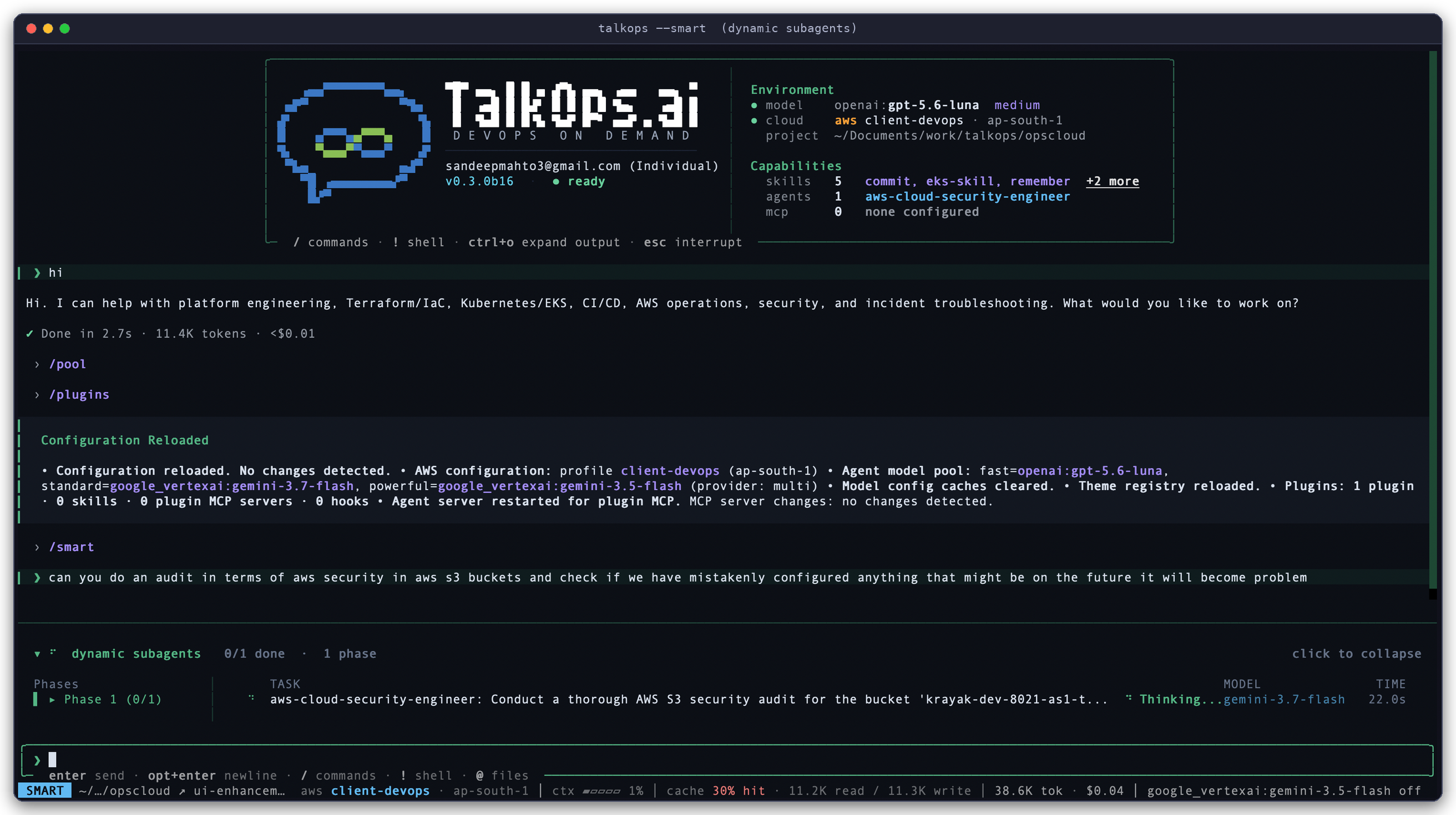 Live dynamic subagents panel during automatic delegation in TalkOps